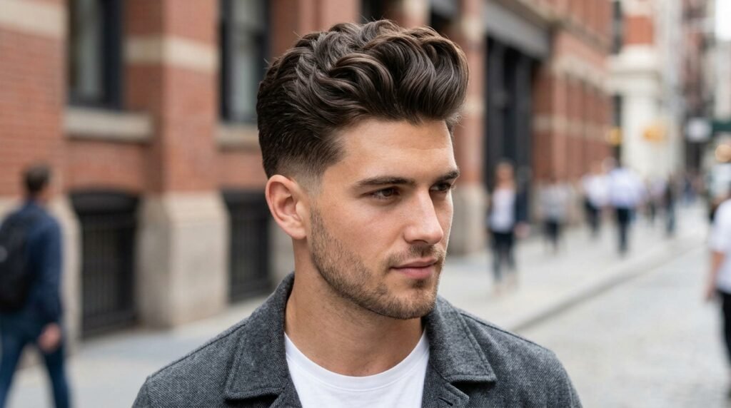 wavy brush up low fade