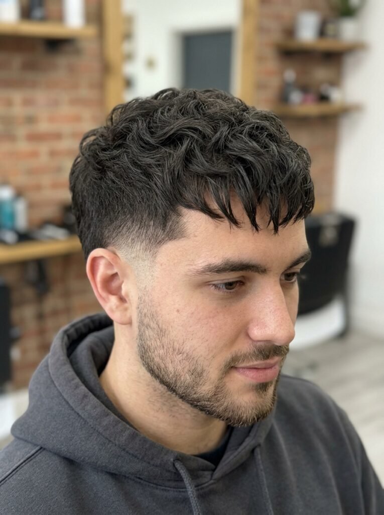 Wavy Short Crop With Burst Fade