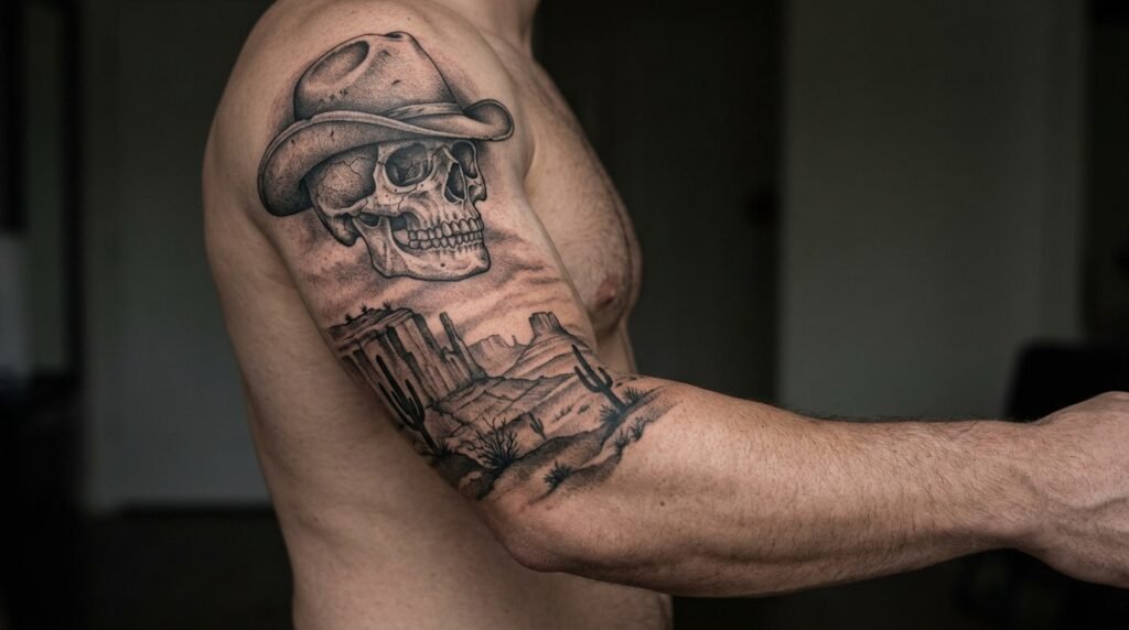 western half sleeve tattoo